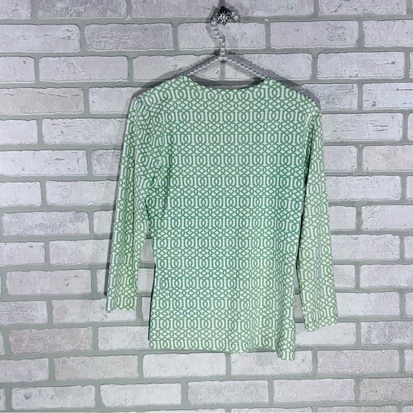 J. McLaughlin Signature Catalina Cloth Green Geo Print Top Size S - Picture 3 of 6